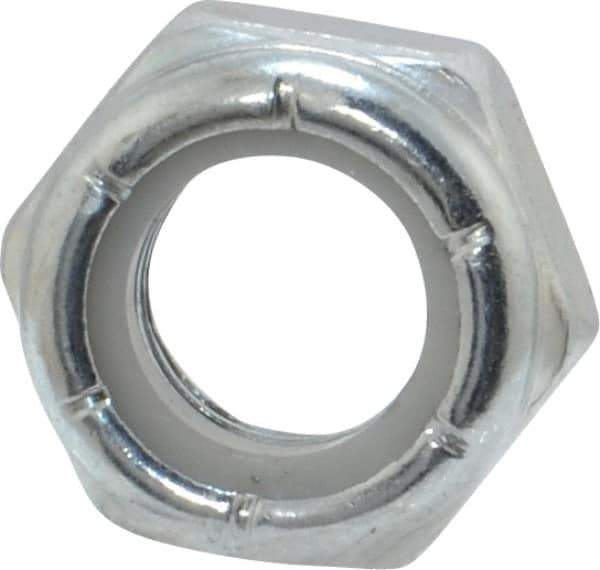 Value Collection - 5/16-24 UNF Grade 2 Hex Jam Lock Nut with Nylon Insert - 1/2" Width Across Flats, 17/64" High, Zinc-Plated Finish - Exact Tool & Supply