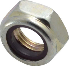 Value Collection - 3/8-24 UNF Grade 2 Hex Jam Lock Nut with Nylon Insert - 9/16" Width Across Flats, 9/32" High, Zinc-Plated Finish - Exact Tool & Supply