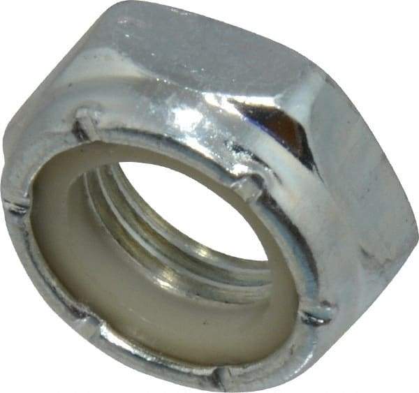 Value Collection - 1/2-20 UNF Grade 2 Hex Jam Lock Nut with Nylon Insert - 3/4" Width Across Flats, 21/64" High, Zinc-Plated Finish - Exact Tool & Supply