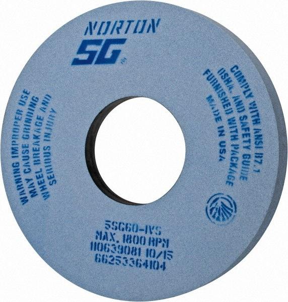 Norton - 14" Diam x 5" Hole x 1-1/2" Thick, I Hardness, 60 Grit Surface Grinding Wheel - Ceramic, Type 5, Medium Grade, 1,800 Max RPM, Vitrified Bond, One-Side Recess - Exact Tool & Supply
