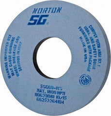 Norton - 14" Diam x 5" Hole x 1-1/2" Thick, I Hardness, 60 Grit Surface Grinding Wheel - Ceramic, Type 5, Medium Grade, 1,800 Max RPM, Vitrified Bond, One-Side Recess - Exact Tool & Supply