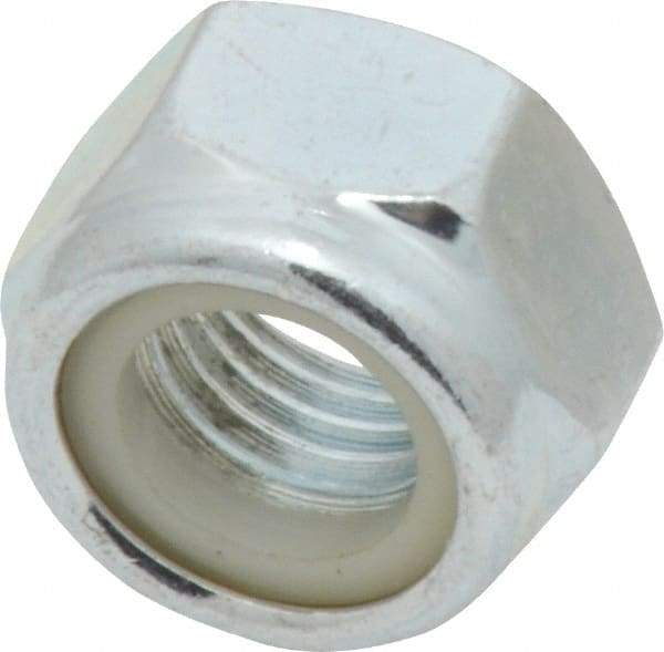 Value Collection - M16x2.00 Metric Coarse Grade 8 Hex Lock Nut with Nylon Insert - 16mm High, Zinc-Plated Finish - Exact Tool & Supply