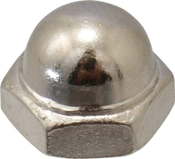 Value Collection - #8-32 UNC, 5/16" Width Across Flats, Nickel Plated, Steel Acorn Nut - 1/4" Overall Height, Grade 2 - Exact Tool & Supply