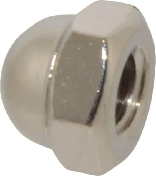 Value Collection - 1/4-20" UNC, 7/16" Width Across Flats, Nickel Plated, Steel Acorn Nut - 21/64" Overall Height, Grade 2 - Exact Tool & Supply