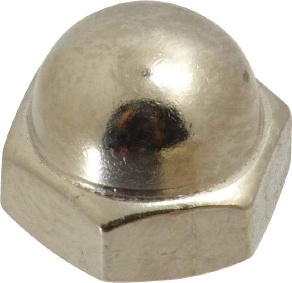 Value Collection - 5/16-18" UNC, 9/16" Width Across Flats, Nickel Plated, Steel Acorn Nut - 3/8" Overall Height, Grade 2 - Exact Tool & Supply