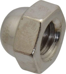 Value Collection - 3/8-16" UNC, 5/8" Width Across Flats, Nickel Plated, Steel Acorn Nut - 27/64" Overall Height, Grade 2 - Exact Tool & Supply
