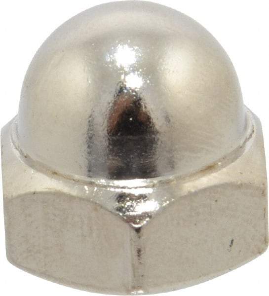 Value Collection - 7/16-14" UNC, 5/8" Width Across Flats, Nickel Plated, Steel Acorn Nut - 11/16" Overall Height, Grade 2 - Exact Tool & Supply