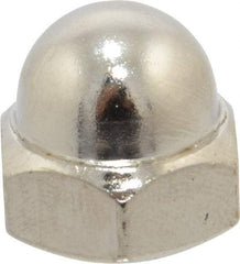 Value Collection - 7/16-14" UNC, 5/8" Width Across Flats, Nickel Plated, Steel Acorn Nut - 11/16" Overall Height, Grade 2 - Exact Tool & Supply