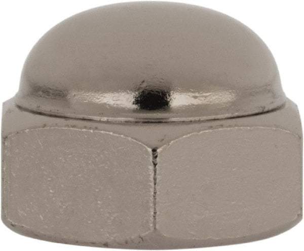 Value Collection - 1/2-13" UNC, 3/4" Width Across Flats, Nickel Plated, Steel Acorn Nut - 9/16" Overall Height, Grade 2 - Exact Tool & Supply