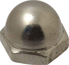 Value Collection - #10-32 UNF, 3/8" Width Across Flats, Nickel Plated, Steel Acorn Nut - 11/32" Overall Height, Grade 2 - Exact Tool & Supply