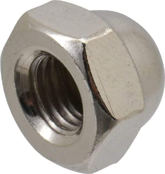 Value Collection - 5/16-24" UNF, 9/16" Width Across Flats, Nickel Plated, Steel Acorn Nut - 3/8" Overall Height, Grade 2 - Exact Tool & Supply