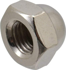 Value Collection - 5/16-24" UNF, 9/16" Width Across Flats, Nickel Plated, Steel Acorn Nut - 3/8" Overall Height, Grade 2 - Exact Tool & Supply