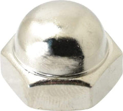 Value Collection - 3/8-24" UNF, 5/8" Width Across Flats, Nickel Plated, Steel Acorn Nut - 27/64" Overall Height, Grade 2 - Exact Tool & Supply