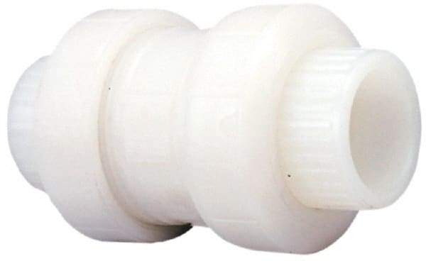 NIBCO - 3/4" Pipe, Full Port, PVDF True Union Design Ball Valve - 1 Piece, Inline - One Way Flow, Solvent x Solvent Ends, Wedge Handle, 150 WOG - Exact Tool & Supply