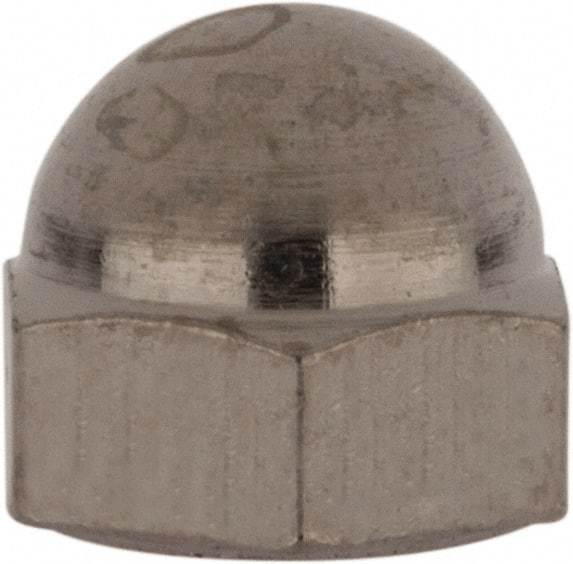 Value Collection - #10-24 UNC, 3/8" Width Across Flats, Nickel Plated, Brass Acorn Nut - 9/32" Overall Height - Exact Tool & Supply