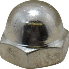 Value Collection - 1/4-20" UNC, 7/16" Width Across Flats, Nickel Plated, Brass Acorn Nut - 21/64" Overall Height - Exact Tool & Supply
