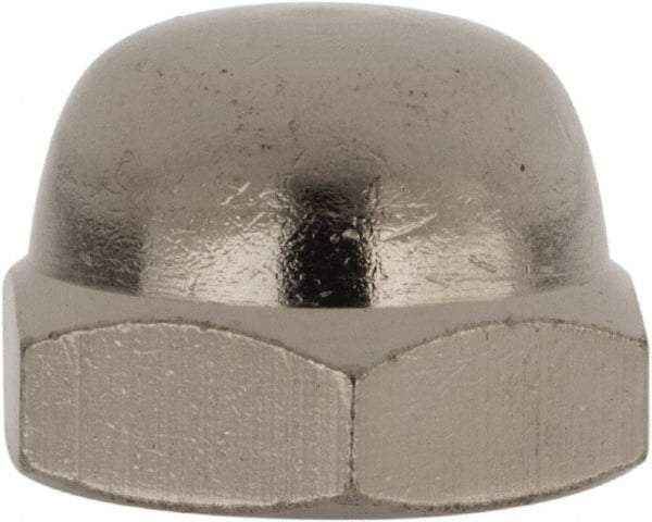 Value Collection - 1/2-13" UNC, 3/4" Width Across Flats, Nickel Plated, Brass Acorn Nut - 9/16" Overall Height - Exact Tool & Supply