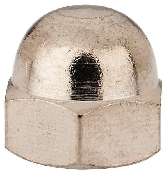 Value Collection - #10-32 UNF, 3/8" Width Across Flats, Nickel Plated, Brass Acorn Nut - 11/32" Overall Height - Exact Tool & Supply