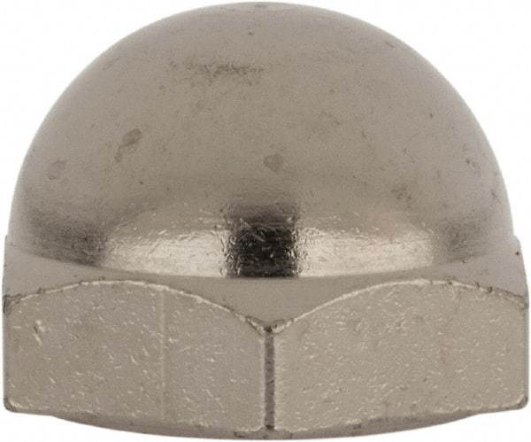 Value Collection - 7/16-20" UNF, 5/8" Width Across Flats, Nickel Plated, Brass Acorn Nut - 11/16" Overall Height - Exact Tool & Supply