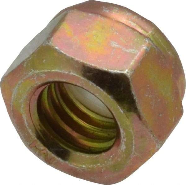Value Collection - 5/16-18 UNC Grade 8 Hex Lock Nut with Nylon Insert - 1/2" Width Across Flats, 23/64" High, Zinc Yellow Dichromate Finish - Exact Tool & Supply