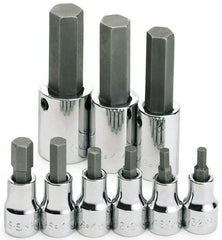 SK - 9 Piece 3/8 & 1/2" Drive Inch Hex Bit Socket Set - 5/32 to 5/8" Hex - Exact Tool & Supply