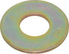 Value Collection - 1" Screw, Grade 8 Steel USS Flat Washer - 1-1/16" ID x 2-1/2" OD, 11/64" Thick, Zinc Yellow Dichromate Finish - Exact Tool & Supply