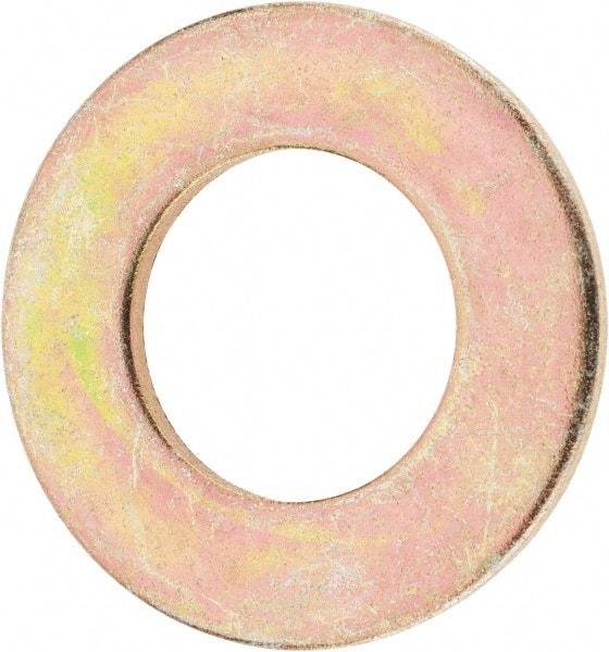 Value Collection - 1" Screw, Grade 8 Steel SAE Flat Washer - 1-1/16" ID x 2" OD, 9/64" Thick, Zinc Yellow Dichromate Finish - Exact Tool & Supply