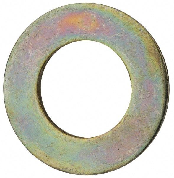 Value Collection - 1-1/8" Screw, Grade 8 Steel SAE Flat Washer - 1-3/16" ID x 2-1/4" OD, 9/64" Thick, Zinc Yellow Dichromate Finish - Exact Tool & Supply