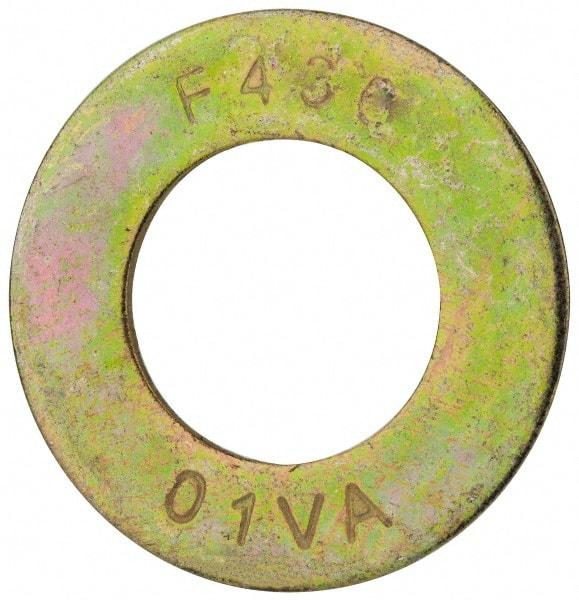 Value Collection - 1-1/4" Screw, Grade 8 Steel SAE Flat Washer - 1-3/8" ID x 2-1/2" OD, 5/32" Thick, Zinc Yellow Dichromate Finish - Exact Tool & Supply