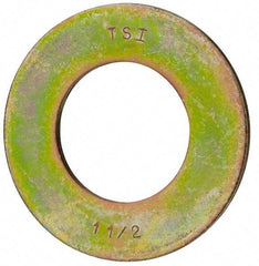 Value Collection - 1-1/2" Screw, Grade 8 Steel SAE Flat Washer - 1-9/16" ID x 3" OD, 5/32" Thick, Zinc Yellow Dichromate Finish - Exact Tool & Supply