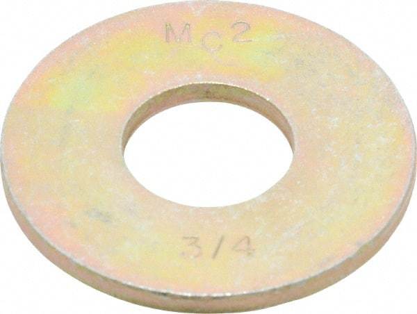 Value Collection - 3/4" Screw, Grade 8 Steel Extra Thick Flat Washer - Zinc Yellow Dichromate Finish - Exact Tool & Supply