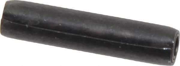 Made in USA - 7/32" Diam x 1" Long Coiled Spring Pin - Grade 1070-1090 Alloy Steel, Black Oxide Finish - Exact Tool & Supply