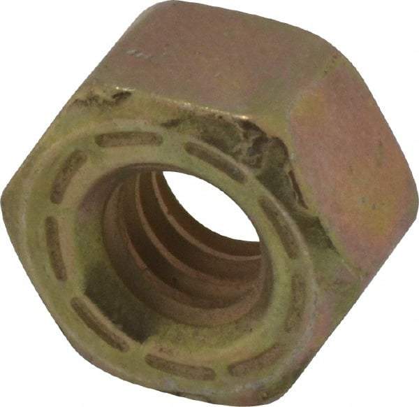 Made in USA - 1/4-20 UNC Steel Right Hand Hex Nut - 7/16" Across Flats, 7/32" High, Zinc Yellow Dichromate Cad & Waxed Finish - Exact Tool & Supply