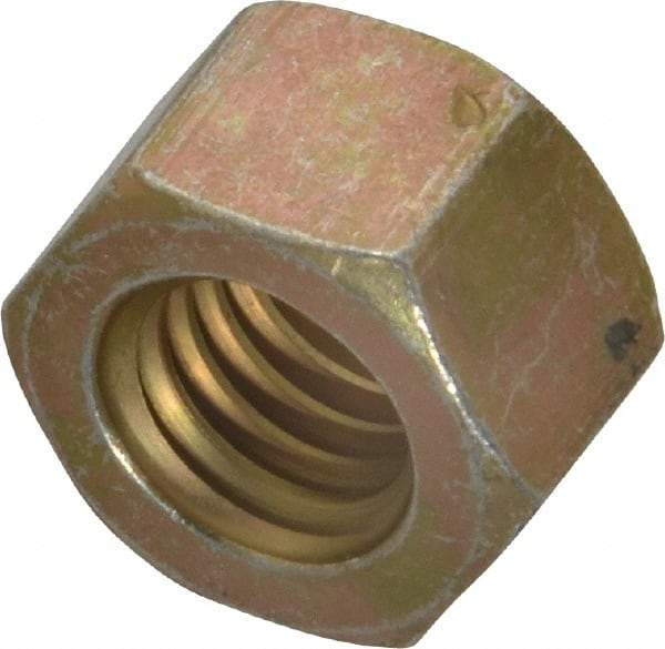 Value Collection - 7/16-14 UNC Steel Right Hand Hex Nut - 11/16" Across Flats, 3/8" High, Zinc Yellow Dichromate Cad & Waxed Finish - Exact Tool & Supply