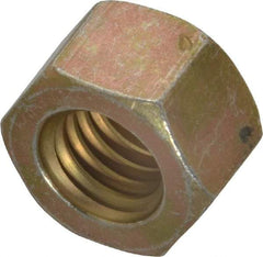 Value Collection - 7/16-14 UNC Steel Right Hand Hex Nut - 11/16" Across Flats, 3/8" High, Zinc Yellow Dichromate Cad & Waxed Finish - Exact Tool & Supply