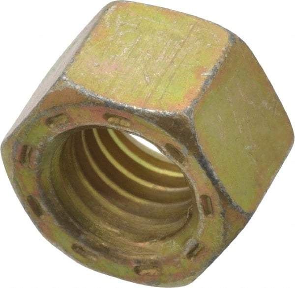 Value Collection - 1/2-13 UNC Steel Right Hand Hex Nut - 3/4" Across Flats, 7/16" High, Zinc Yellow Dichromate Cad & Waxed Finish - Exact Tool & Supply
