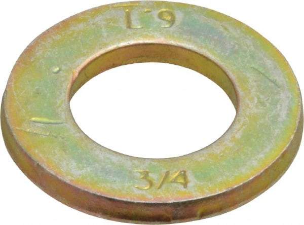 Value Collection - 3/4" Screw, Grade 9 Steel SAE Flat Washer - Zinc Yellow Dichromate Finish - Exact Tool & Supply