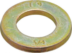 Value Collection - 3/4" Screw, Grade 9 Steel SAE Flat Washer - Zinc Yellow Dichromate Finish - Exact Tool & Supply