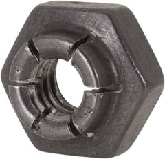 Flex-Loc - 1/4-20 UNC Grade 2 Heavy Hex Lock Nut with Expanding Flex Top - 19/64" High, Uncoated, Meets Military Specifications - Exact Tool & Supply