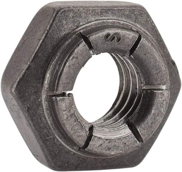 Flex-Loc - 5/16-18 UNC Grade 2 Heavy Hex Lock Nut with Expanding Flex Top - 17/64" High, Uncoated, Meets Military Specifications - Exact Tool & Supply