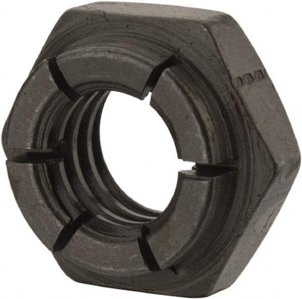 Flex-Loc - 3/8-16 UNC Grade 2 Heavy Hex Lock Nut with Expanding Flex Top - 9/32" High, Uncoated, Meets Military Specifications - Exact Tool & Supply
