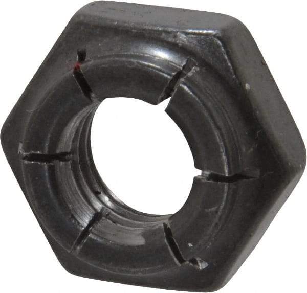 Flex-Loc - 7/16-14 UNC Grade 2 Heavy Hex Lock Nut with Expanding Flex Top - 21/64" High, Uncoated, Meets Military Specifications - Exact Tool & Supply