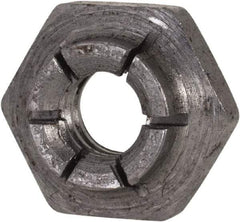 Flex-Loc - 1/4-20 UNC Grade 2 Heavy Hex Lock Nut with Expanding Flex Top - 7/32" High, Uncoated, Meets Military Specifications - Exact Tool & Supply