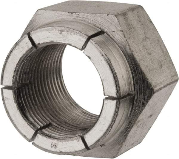 Flex-Loc - 1-14 UNF Grade 2 Hex Lock Nut with Expanding Flex Top - 1-7/16" Width Across Flats, 1-3/16" High, Cadmium-Plated Finish - Exact Tool & Supply