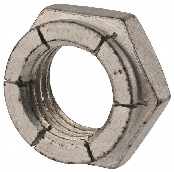 Flex-Loc - 1-8 UNC Grade 2 Hex Lock Nut with Expanding Flex Top - 1-7/16" Width Across Flats, Cadmium-Plated Finish, Meets Military Specifications - Exact Tool & Supply