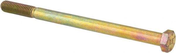 Value Collection - 1/2-13 UNC, 7-1/2" Length Under Head Hex Head Cap Screw - Partially Threaded, Grade 8 Alloy Steel, Zinc-Plated Finish, 3/4" Hex - Exact Tool & Supply