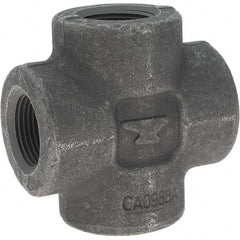 Made in USA - Size 1", Class 3,000, Forged Carbon Steel Black Pipe Cross - 3,000 psi, Threaded End Connection - Exact Tool & Supply