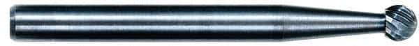 M.A. Ford - 1/8" Cut Diam, 1/8" Shank Diam, Oval Head Single Cut Burr - Carbide, Radius End, 7/32" LOC, 3" OAL - Exact Tool & Supply