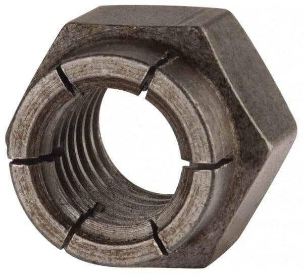 Flex-Loc - 1/2-13 UNC Grade 2 Hex Lock Nut with Expanding Flex Top - 3/4" Width Across Flats, 39/64" High, Uncoated - Exact Tool & Supply