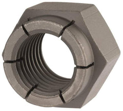 Flex-Loc - 1-8 UNC Grade 2 Hex Lock Nut with Expanding Flex Top - 1-7/16" Width Across Flats, Uncoated, Meets Military Specifications - Exact Tool & Supply